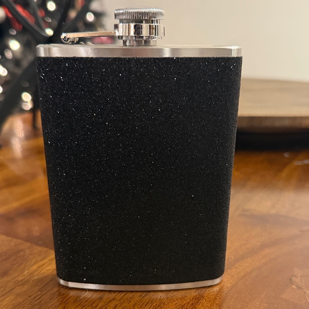 Black Glitter Hip Flask